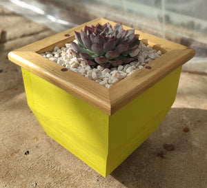 Wooden indoor planter Yellow