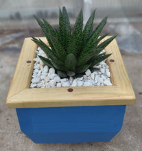 Load image into Gallery viewer, Wooden indoor planter Blue
