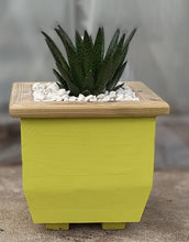 Load image into Gallery viewer, Wooden indoor planter Yellow
